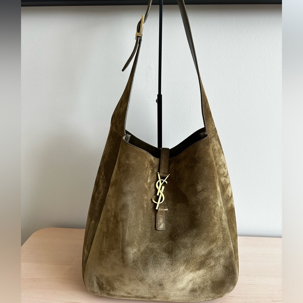 YSL Le 5 a 7 Supple Large - Green Suede